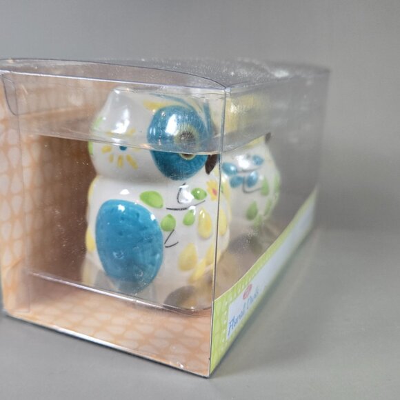 🌸 BW Floral Owls Salt & Pepper Shakers Set 🦉 - Picture 2 of 5